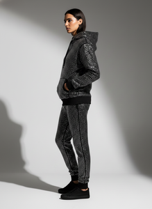 Sweat à capuche zippé pour homme avec strass, en molleton épais 480 g/m², délavage acide, coupe oversize, logo personnalisé, streetwear, OEM - Product Image 4