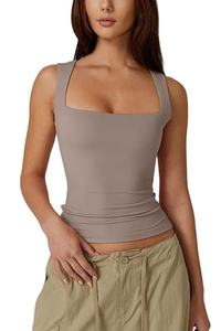 Camisetas sin Mangas de Doble Capa con Cuello Cuadrado para Mujer, Camisetas Básicas Ajustadas 2026 - Product Image 3