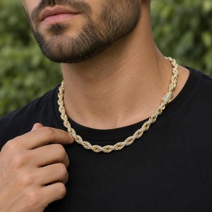 Premium Quality 8mm Iced Out Rope Chain Gold Silver CZ Twist Necklace Bling Hip Hop Bracelet Chunky <b>Choker</b> Men <b>Women</b> Gift Sale - Product Image 3