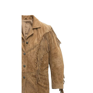 Solid Trader Soft Suede Fringe <b>Leather</b> <b>Jacket</b> Western Cowboy Tassel Style Durable Stitching High End Fashion Wear - Product Image 6