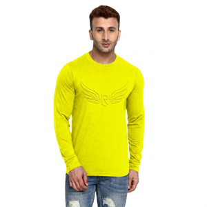 Men's <b>Black</b> <b>Long</b> <b>Sleeve</b> <b>T</b>-<b>Shirt</b> With Embossed Wings Logo O-Neck Casual Fit Knitted Fabric - Product Image 2