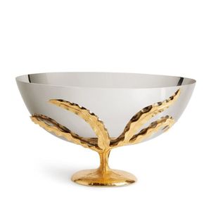 Bol de service décoratif en argent de luxe avec base en forme de branche de fleur dorée, élégant centre de table en métal, bol à fruits pour la décoration de la maison - Product Image 4