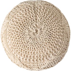 Malibu Knitted Cotton 20 X 20 Round <b>Pouf</b> - Product Image 3