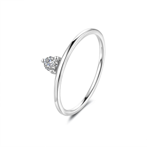 Anillo solitario de moissanita con corte redondo clásico, plata de ley, joyería minimalista de compromiso para mujer, elegante regalo nupcial - Product Image 1