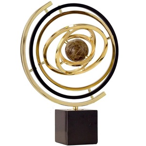 Luxury Gold Metal Armillary <b>Sphere</b> Globe Decor Modern Abstract Crystal Ball Desk Ornament for Home Office Hotel Tabletop Art - Product Image 3