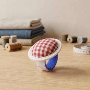 AA0281 Wrist <b>Pin</b> Cushion with hook & Loop | Round Checkered <b>Pin</b> Cushion <b>Sewing</b> Accessory Simple Textile Portable Convenient - Product Image 3