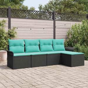 Ensemble de canapés de jardin en polyrotin noir, 5 pièces, avec rangement, meubles d'extérieur confortables et élégants - Product Image 1