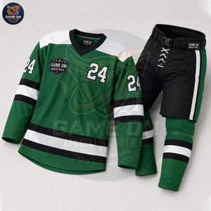 Team Sportswear Breathable Performance Apparel Sublimation Design OEM ODM Service Custom Green Ice Hockey Uniform Sets - Product Image 2