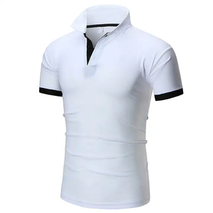 <b>White</b> Short Sleeve <b>Polo</b> T Shirt Men Solid Color Contrast Trim Custom Logo Uniform Tee Casual Golf Wear - Product Image 3