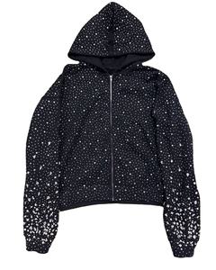 Personnalisation Hommes 100% Coton Strass Zip up Hoodies Full Rhinestones Zipper-Up Hommes Hoodies Personnalisation Design Logo - Product Image 2