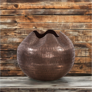 Venta al por mayor personalizado grande redondo florero de cobre antiguo único elegante moderno macetas y jarrones de exhibición de flores de La India - Product Image 3