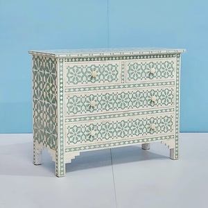 Cajón con Incrustaciones de Hueso de ILAHI, Diseño Moderno con Detalles de Ágata, Mueble Portátil para el Hogar - Product Image 4