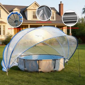 Copertura Retrattile per Piscina da 16 Piedi con Aste in Fibra di Vetro e Pellicola in PVC - Accessorio per Piscine Esterne - Product Image 6