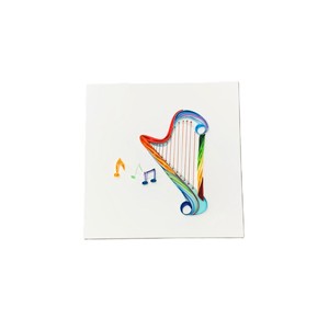 Tarjeta de quilling artesanal colorida con temática musical de arpa, tarjeta de quilling musical con notas de arcoíris y sobre, especial para amantes de la música - Product Image 2