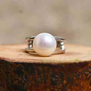 Anillo de Lujo de Plata de Ley con Perla de Agua Dulce para Mujer, Regalo de Boda y Aniversario, Joyería para Fiesta con Baño de Oro - Product Image 3