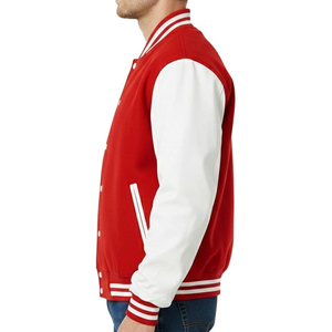 เสื้อแจ็คเก็ตวาร์ซิตี้คุณภาพสูงสำหรับผู้ชาย ปักโลโก้ตามสั่ง แขนหนังผสมขนสัตว์  แจ็คเก็ตเบสบอลแบบ Letterman สำหรับวิทยาลัย  ผู้จำหน่าย - Product Image 3