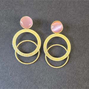 Stainless Steel Pastel Pink Zircon Drop Stud Earrings-Vintage Bohemian Religious Number Design - Product Image 2