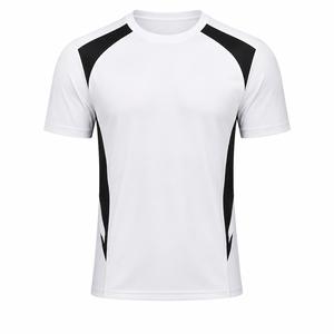 Casual Men's White Black Color Blocked <b>Raglan</b> Sleeve O-Neck Quick Dry Sporty T-Shirt Slim Fit Knitted 100% Polyester Daily Fit - Product Image 2