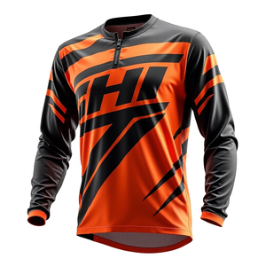 Maillot de motocross à manches longues pour homme, orange et noir, impression par sublimation, séchage rapide, chemise de course pour adulte, toutes saisons - Product Image 2