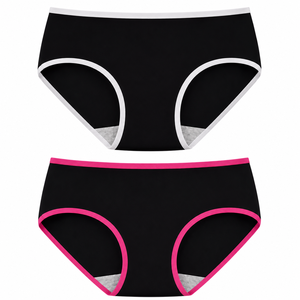 Lot de 5 culottes hipster taille mi-haute pour femme, noires, sans couture, en nylon respirant, couleur unie, style basique, lavables en machine - Product Image 2