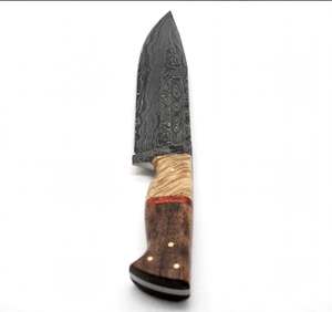 Handcrafted Patterned Steel Long-<b>Profile</b> Utility Craft <b>Tool</b> Mixed Wood Handle Executive Display Piece - Product Image 6