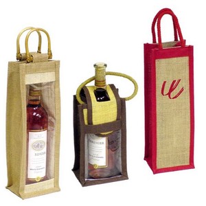 Bolsa de yute de arpillera Natural para botella de vino, bolsa de regalo ecológica - Product Image 6
