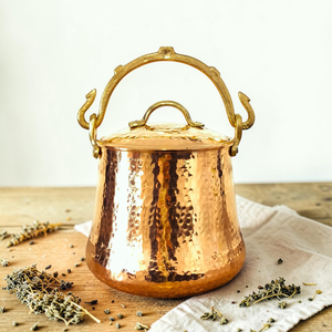 Cubo de cobre puro martillado a mano con tapa y asa para uso doméstico, baño, jardín, granja y decoración. - Product Image 2