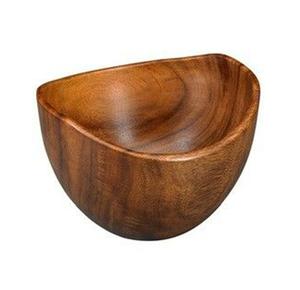 Premium Traditional Acacia <b>Wood</b> Salad Bowl for Everyday Dining Handmade with Curve <b>Edge</b> Gloss Finish and Rustic Appeal - Product Image 1