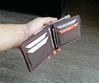 Monedero Bifold de Cuero Genuino Crazy Horse Marrón Vintage Tiding, Delgado, con Bloqueo RFID, Cierre Abierto, Impermeable, para Hombre, LW-0244 High