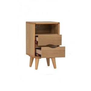 High Quality Ash Wood <b>Bedside</b> Table with Two Drawer Rounded Corner Nightstand Light Wood Accent Table for Modern Home - Product Image 2