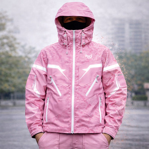 Trendy Custom <b>Pink</b> Reflective Windbreaker Color Changing <b>Waterproof</b> Water Reactive Hiking Windbreaker <b>jacket</b> for men OEM Supply - Product Image 6