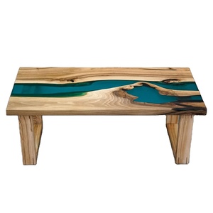 Table à manger en résine époxy Rectangle de Style traditionnel avec table basse en bois de rivière bureau maison salon utilisation de bureau ensemble caractéristique - Product Image 6