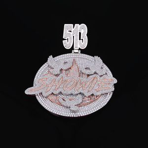 จี้เพชรเพาะเลี้ยงสำหรับผู้ชาย เงินแท้ 925 รุ่น 513 Los Angeles Script Iced Out - Product Image 6