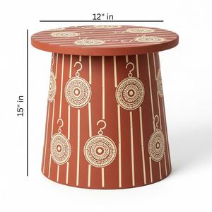 โต๊ะข้างอุตสาหกรรมเคลือบเงาหรูหราแบบขายส่ง ตกแต่งด้วยสติกเกอร์ลายชนเผ่า ทำด้วยมือ พร้อมเก้าอี้เสริมลายชาติพันธุ์ โต๊ะข้างทำจากไม้เอ็มดีเอฟคุณภาพพรีเมียม เหมาะสำหรับโรงเรียน - Product Image 2