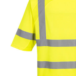 T-shirt de travail haute visibilité pour homme en polyester, vêtement de sécurité réfléchissant jaune avec poches et bandes - Product Image 2