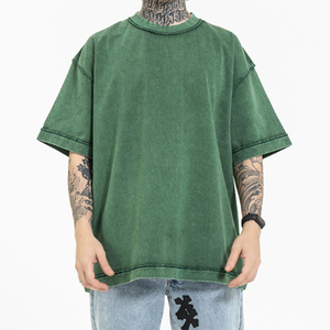 T-shirt en coton uni surdimensionné pour homme, personnalisé avec votre marque, à manches courtes, col rond, décontracté, en jersey tricoté, design simple - Product Image 6