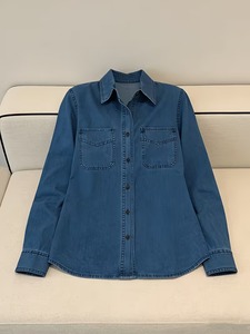 <b>Men</b> <b>Casual</b> Washed Denim <b>Shirt</b> Long Sleeve Button Up <b>Double</b> <b>Pocket</b> Fashion Streetwear - Product Image 4