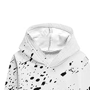 Unisex Black <b>White</b> Paint Splatter Hooded Tracksuit Set Pullover Hoodie and <b>Jogger</b> Pants Casual Streetwear Sweat Suit for Autumn - Product Image 4