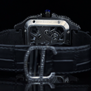 เข็มขัดหนังประดับเพชรโมอิสซาไนต์ VVS สุดหรู นาฬิกาโมอิสซาไนต์สำหรับผู้ชาย หน้าปัดสี่เหลี่ยมแบบอัตโนมัติ สไตล์ฮิปฮอป ธุรกิจ - Product Image 4