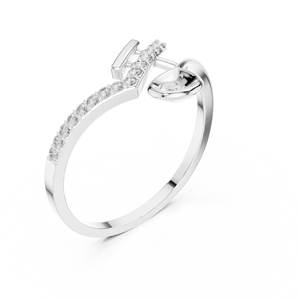 A Stylized <b>Spoon</b> Minimalist 14k Solid Yellow Gold <b>Ring</b> With Round Cut Lab Grown Diamonds Classic Wedding Band Gift for Her - Product Image 3