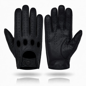 Black sheep Leather Driving <b>Gloves</b> with Perforated Design and Adjustable Wrist Strap for Men and <b>Women</b> - Product Image 2