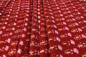 Red Hand Block Printed Cotton <b>Fabric</b> by Yard Small Buti Indian Print Handmade Soft Cotton Textile - Product Image 2