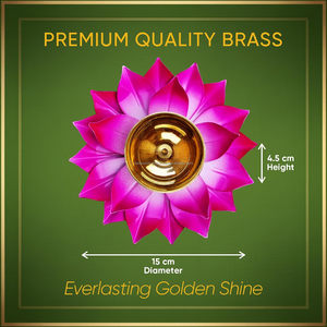 ที่ดีที่สุดของอินเดียโคมไฟน้ำมัน pooja ทำจากทองเหลืองสีทองที่ทันสมัยมีการตกแต่งดอกไม้ - Product Image 3