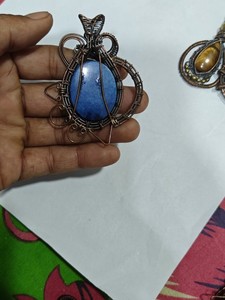 Handmade Copper Wire Wrapped Banded Agate Pendant Necklace Boho Style Jewelry Wholesale - Product Image 3