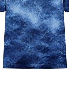 T-shirt bleu délavé pour homme, col rond, manches courtes, en coton, style streetwear décontracté, délavage vintage, personnalisable, OEM, vente en gros, fabricant professionnel - Product Image 6