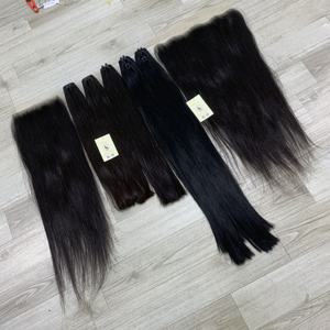 Extensions de cheveux humains vierges vietnamiens de haute qualité 13x6 HD Frontal et Raw, noir naturel, double trame, tissage à la machine - Product Image 4