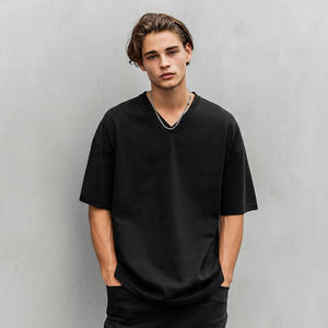 Camisetas de Cuello en V Extra Grandes de Alta Calidad para Hombre, 100% Algodón, Manga Corta, Ligeras, Camiseta de Moda con Cuello en V para Hombre - Product Image 1