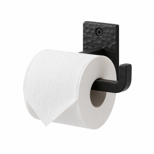 Modern Hand Hammered Wrought Iron Toilet <b>Paper</b> Holder Matte <b>Black</b> Wall Mounted Bathroom <b>Tissue</b> Roll Farmhouse Decor - Product Image 1