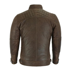 Veste en cuir de moto pour homme Comfortex International Men's Cafe Racer Waxed Lambskin Austin Brown - Product Image 4