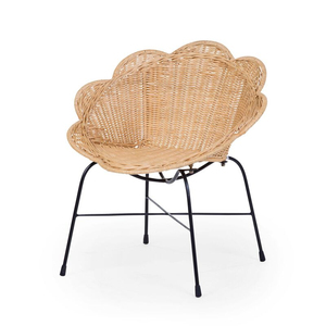 Chaise d'enfant en rotin, dossier solide, design rond festonné, durable pour l'extérieur, style contemporain avec pieds en fer - Product Image 1